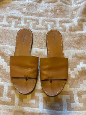 Madewell Leather Slide Sandals in Tan - Women's Casual Slip-On